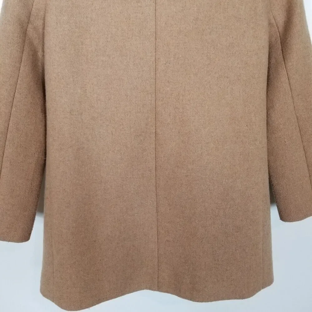 J.Crew Factory Women Village coat Sz 0 Beige Wool Blend Zip Up Preppy City - Picture 6 of 8